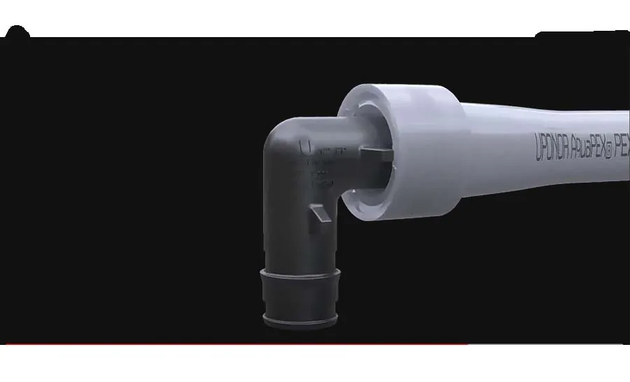 PEX-A elbow fitting with expansion ring, from our Laguna Niguel guide: Navien Tankless Water Heater Installation